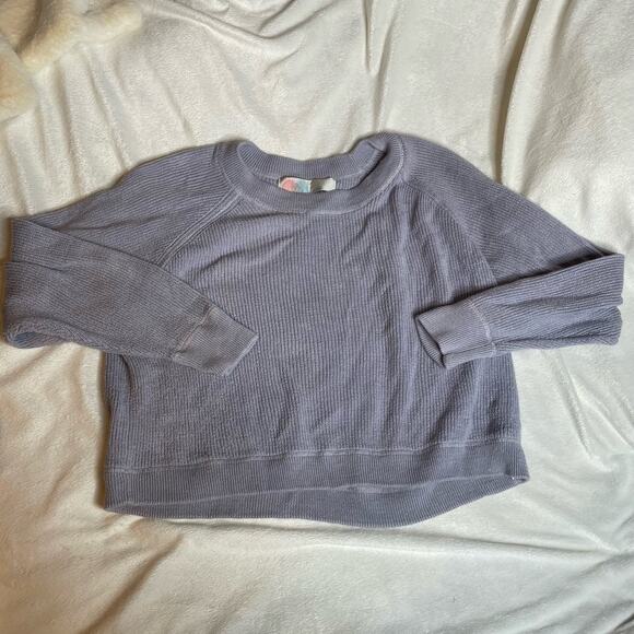 FREE PEOPLE BEACH Lavender Purple Knit Sweater Crewneck Small Cropped - Picture 1 of 3